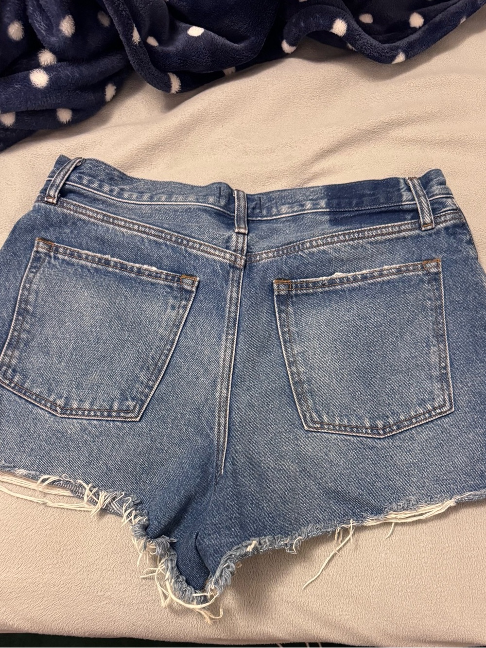 Abercrombie & Fitch Button Fly Denim Shorts Distressed High Rise Size 32 - Picture 7 of 7